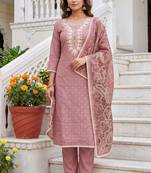 pink modal cotton handwork salwar kameez