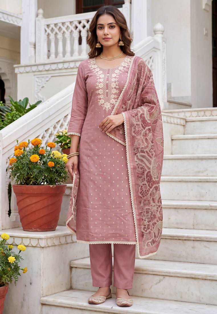 pink modal cotton handwork salwar kameez