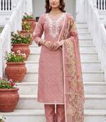 peach modal cotton handwork salwar kameez