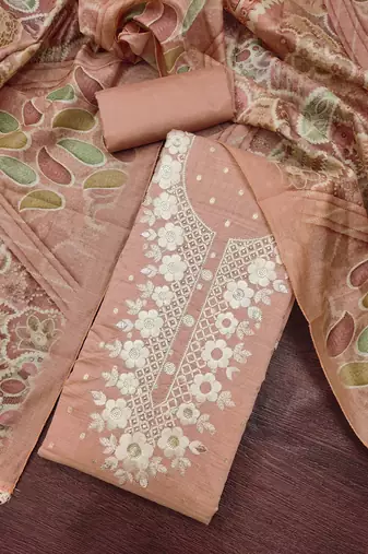 peach modal cotton handwork salwar kameez