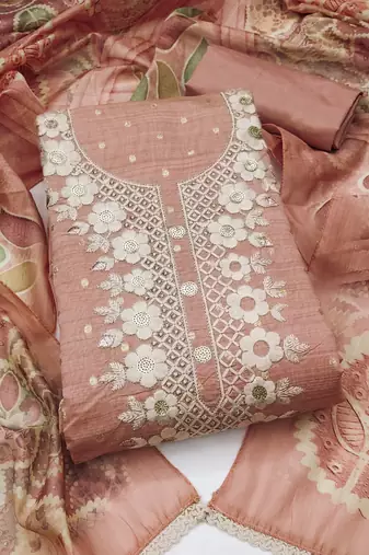 peach modal cotton handwork salwar kameez