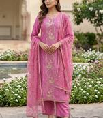 pink chanderi fancy partywear salwar kameez