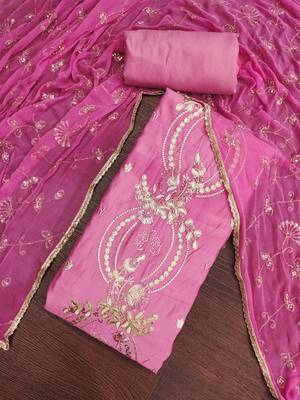 pink chanderi fancy partywear salwar kameez 2