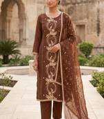 brown chanderi fancy partywear salwar kameez