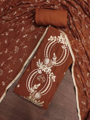 brown chanderi fancy partywear salwar kameez 2