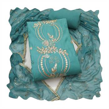 sky blue chanderi fancy partywear salwar kameez 2