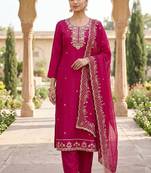 pink chanderi fancy partywear salwar kameez