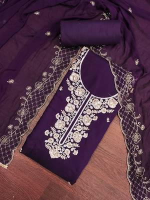 violet chanderi fancy partywear salwar kameez 2