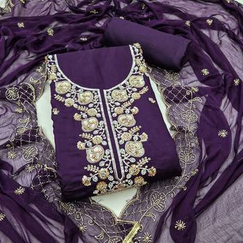 violet chanderi fancy partywear salwar kameez 3