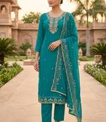 firozi chanderi fancy partywear salwar kameez