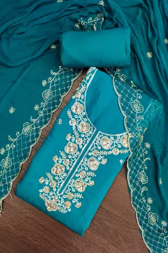 firozi chanderi fancy partywear salwar kameez