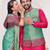 Sky bue color silk blend jacquard weaving saree with blouse piece