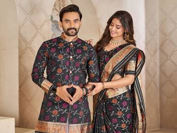 Black color flower patola silk woven work saree with blouse piece 3