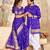 Blue color flower patola silk woven work saree with blouse piece