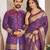 Purple color flower patola silk woven work saree with blouse piece
