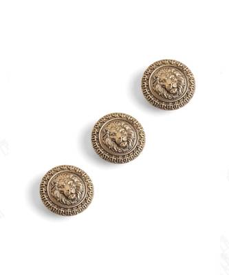 Antique gold plated lion face button cover 3