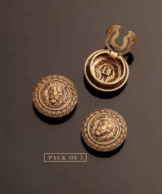 Antique gold plated lion face button cover 5