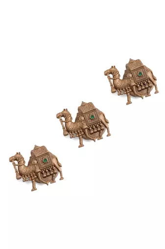 Oxidised antique gold plated royal camel button cover