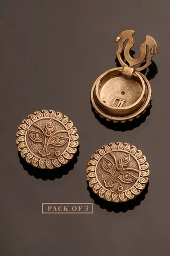 Antique gold plated divine eyes button cover
