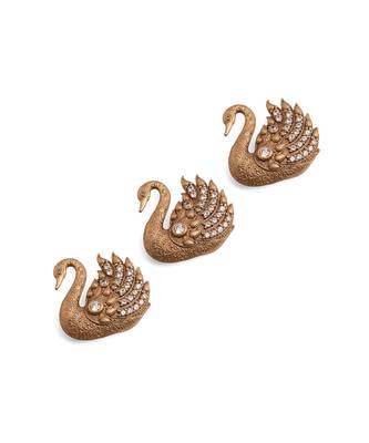 Oxidised antique gold plated bird motif button cover 1