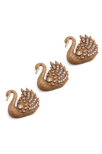 Oxidised antique gold plated bird motif button cover
