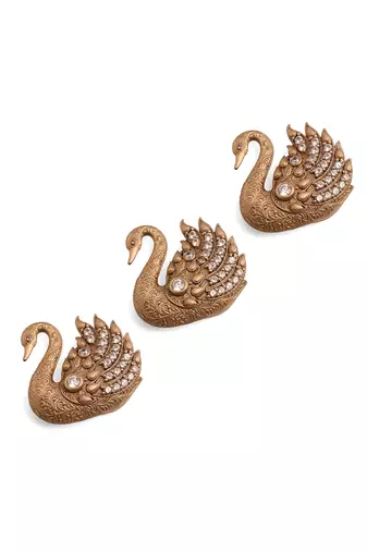 Oxidised antique gold plated bird motif button cover