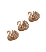 Oxidised antique gold plated bird motif button cover