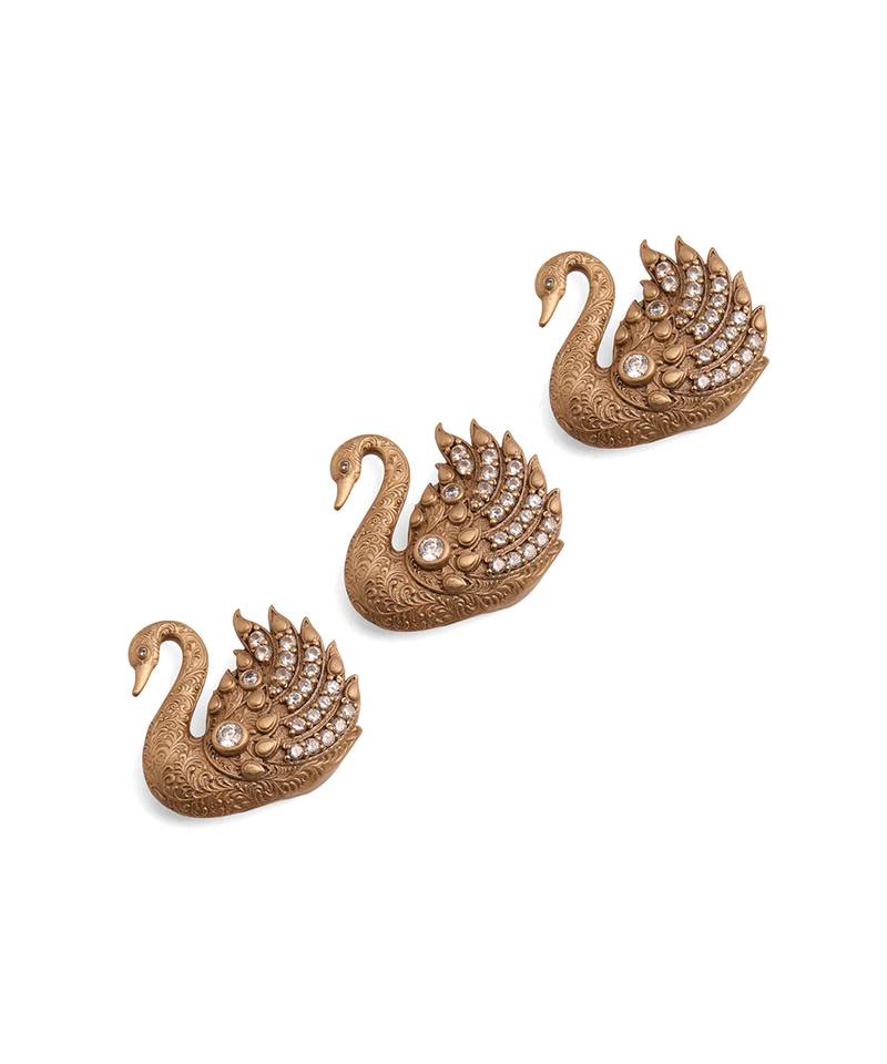 Oxidised antique gold plated bird motif button cover