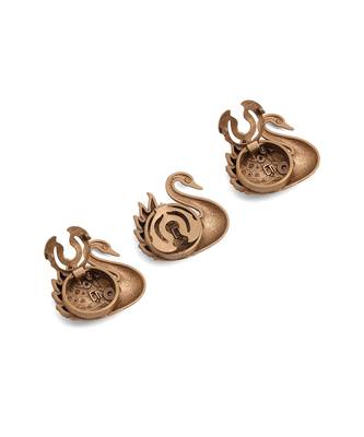 Oxidised antique gold plated bird motif button cover 2