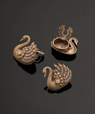 Oxidised antique gold plated bird motif button cover 3