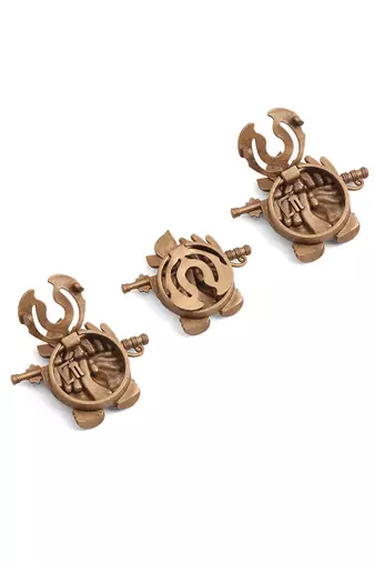 Oxidised antique gold plated krishna hand motif button cover