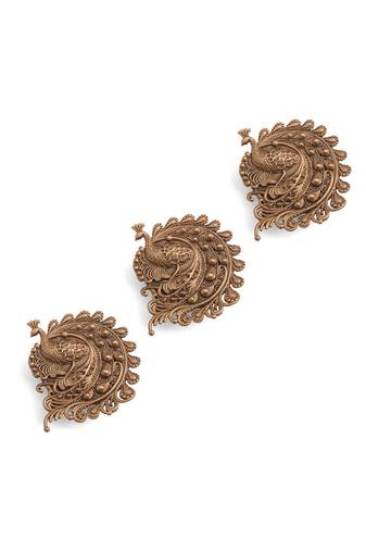 Oxidised antique gold plated peacock motif button cover