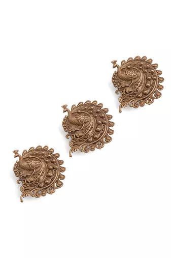 Oxidised antique gold plated peacock motif button cover