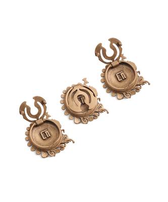 Oxidised antique gold plated peacock motif button cover 2