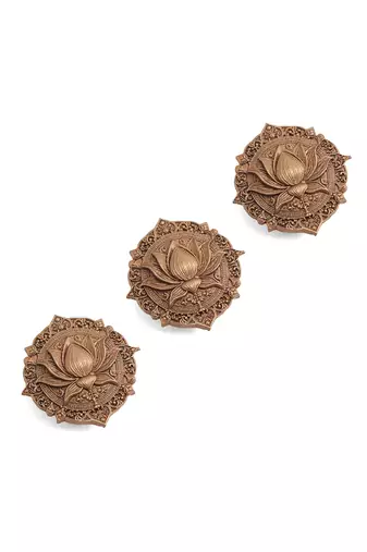 Oxidised antique gold plated lotus motif button cover