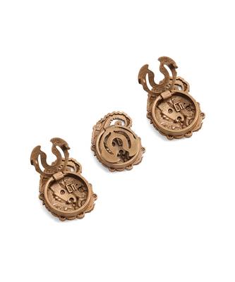 Oxidised antique gold plated floral crest button cover 2