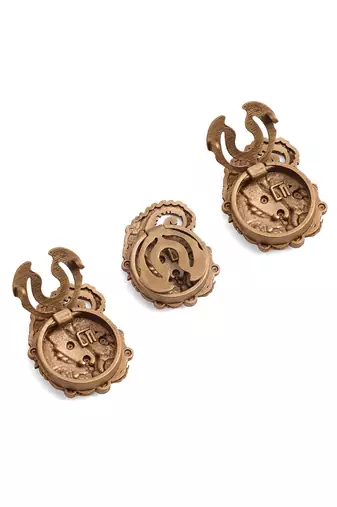 Oxidised antique gold plated floral crest button cover