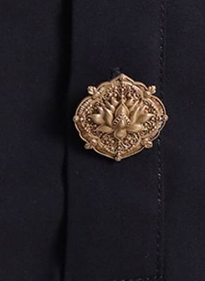 Oxidised antique gold plated lotus motif button cover 4