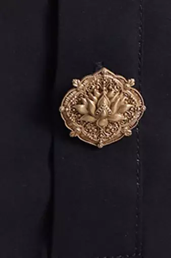 Oxidised antique gold plated lotus motif button cover