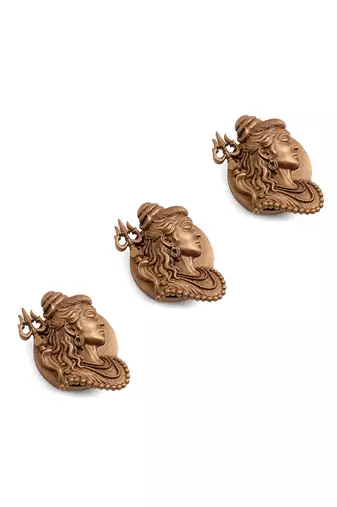 Oxidised antique gold plated shiva motif button cover