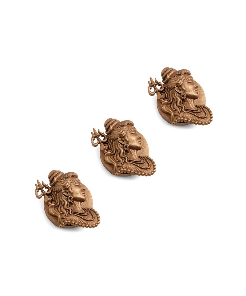 Oxidised antique gold plated shiva motif button cover