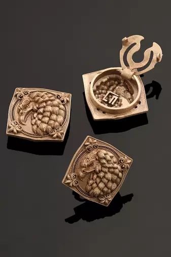 Oxidised antique gold plated eagle face button cover