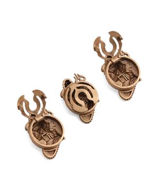 Oxidised antique gold plated shiva motif button cover 2