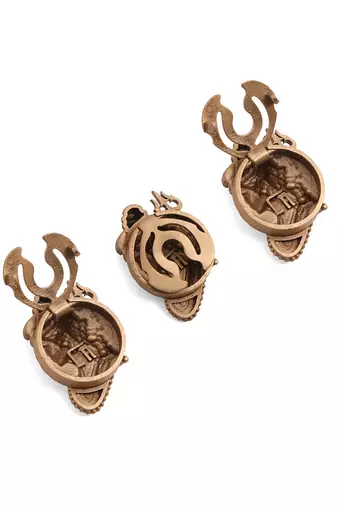 Oxidised antique gold plated shiva motif button cover