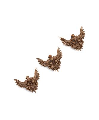 Oxidised antique gold plated eagle motif button cover 1