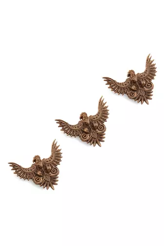 Oxidised antique gold plated eagle motif button cover