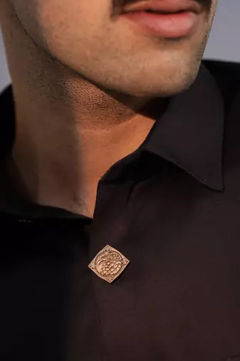 Oxidised antique gold plated eagle face button cover