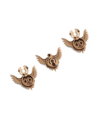 Oxidised antique gold plated eagle motif button cover 2