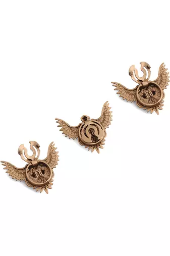 Oxidised antique gold plated eagle motif button cover