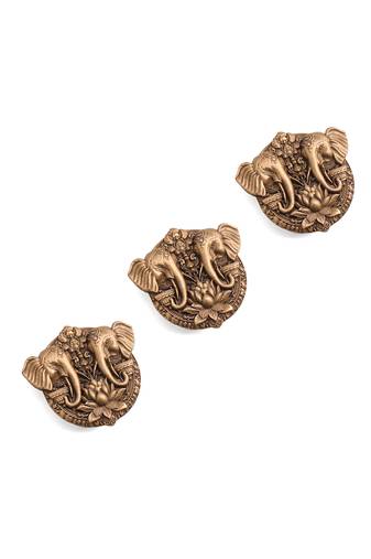 Oxidised antique gold plated elephant face button cover